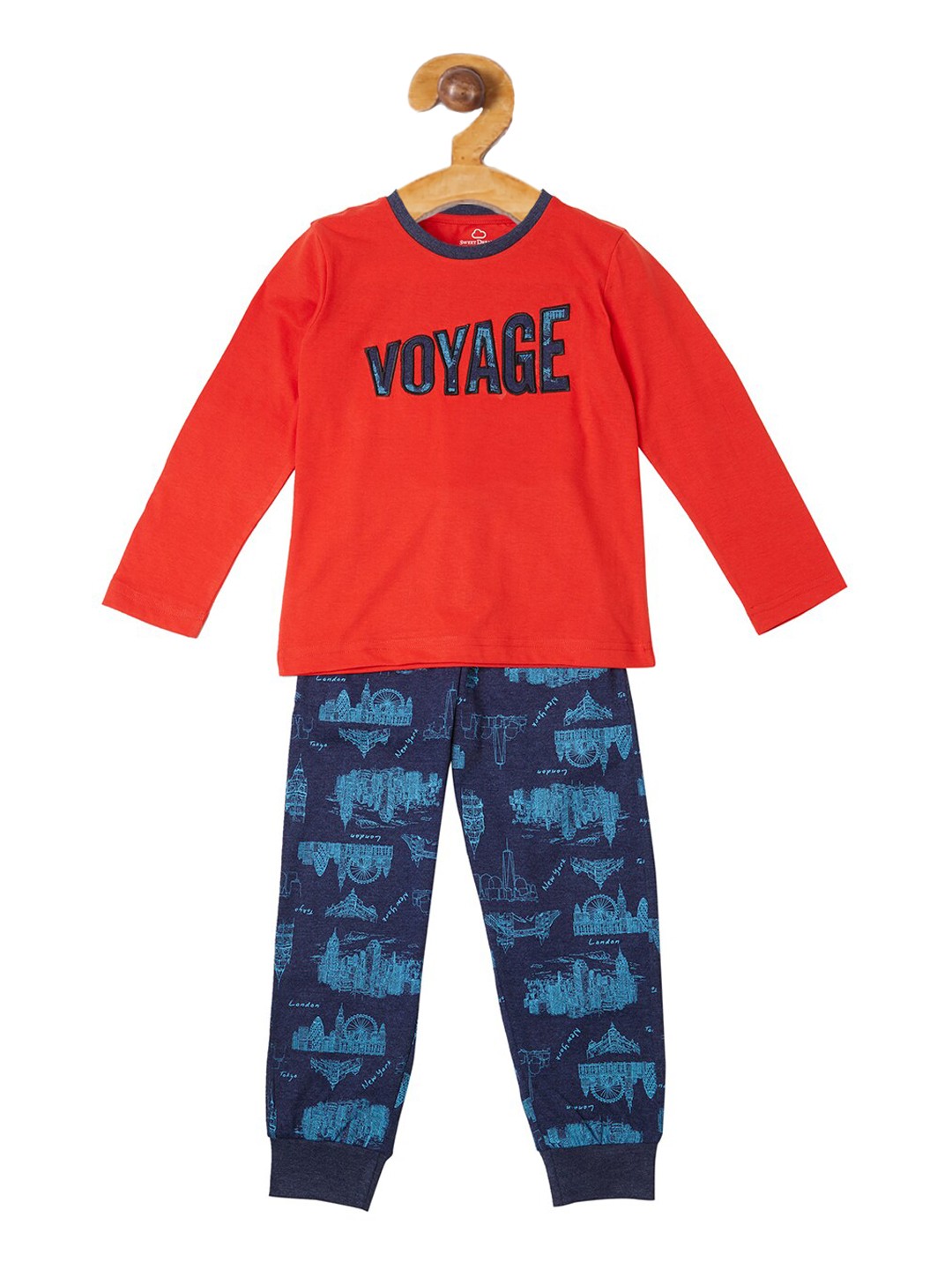 

Sweet Dreams Boys Red & Blue Printed Night suit