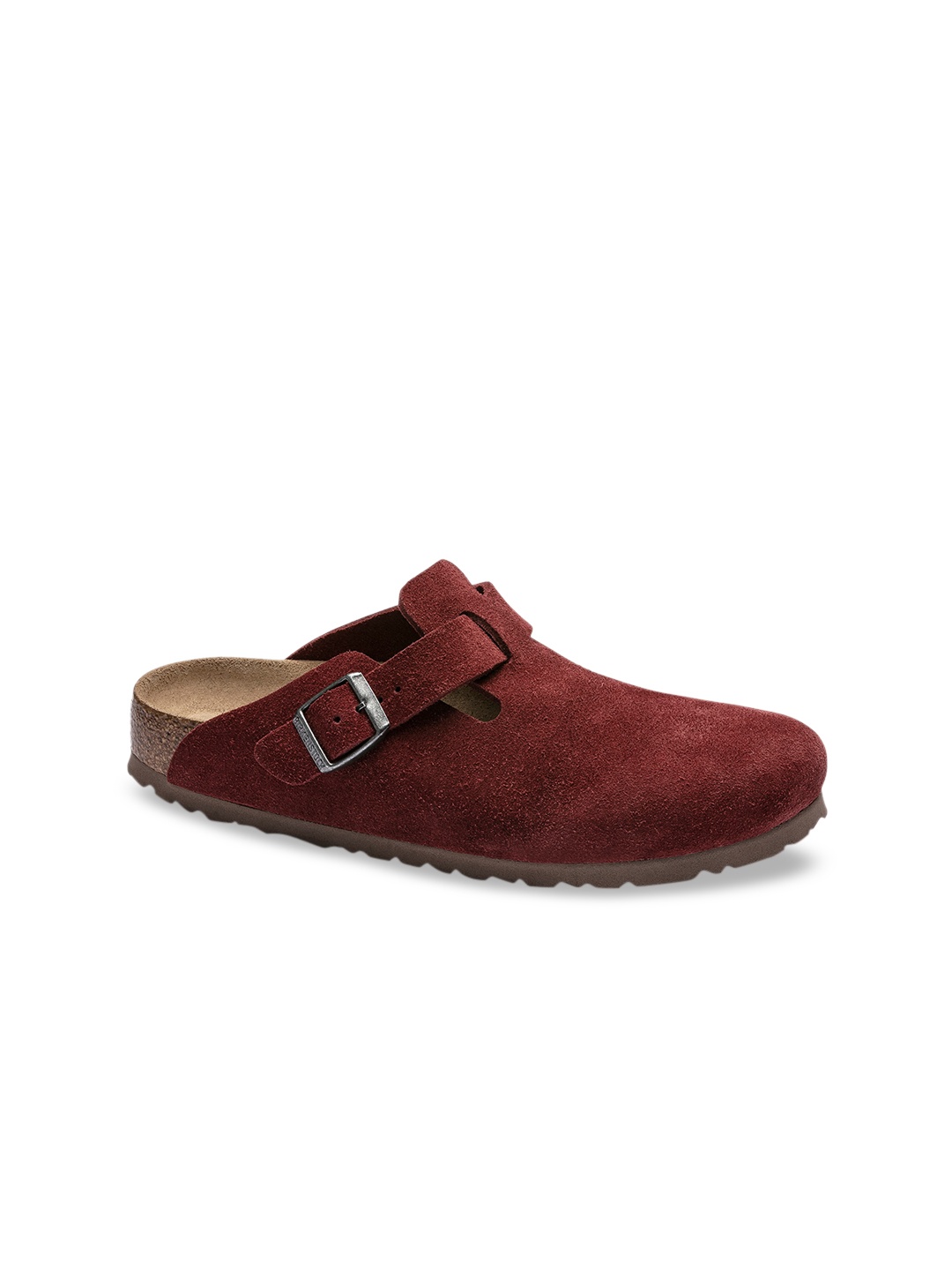

Birkenstock Unisex Tan Red Solid Solid Suede Narrow Width Boston Clogs