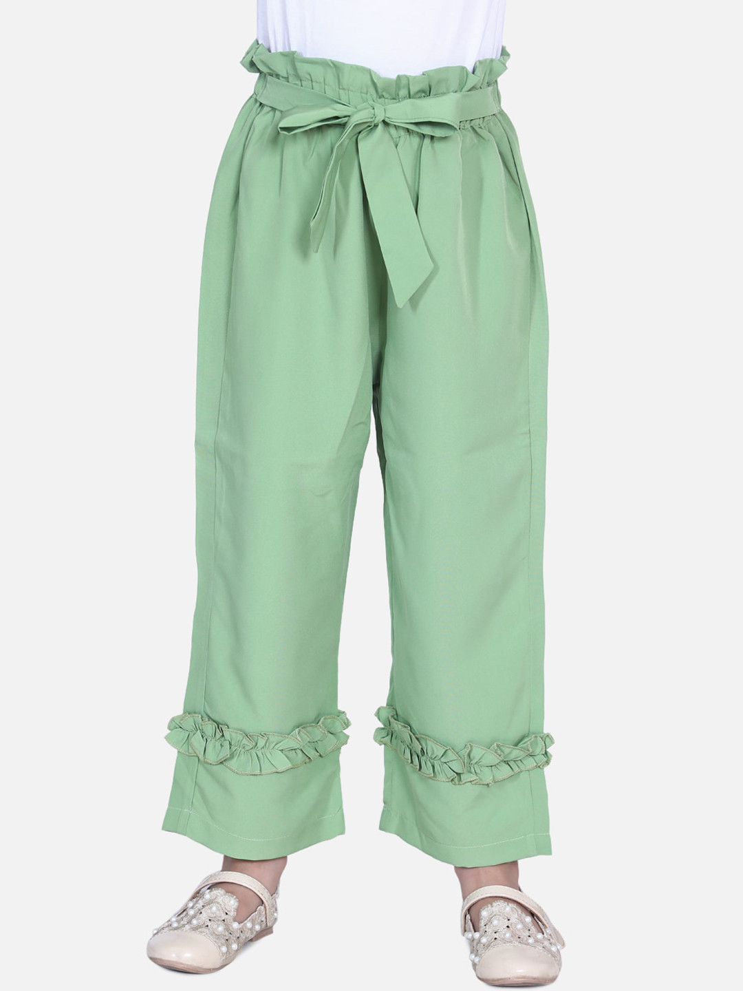 

Cutiekins Girls Mint Green Hem Design Straight Palazzos