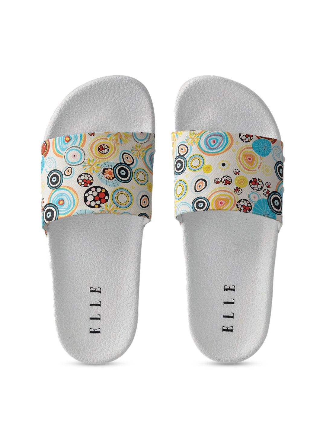 

ELLE Women Mustard Yellow & White Printed Sliders
