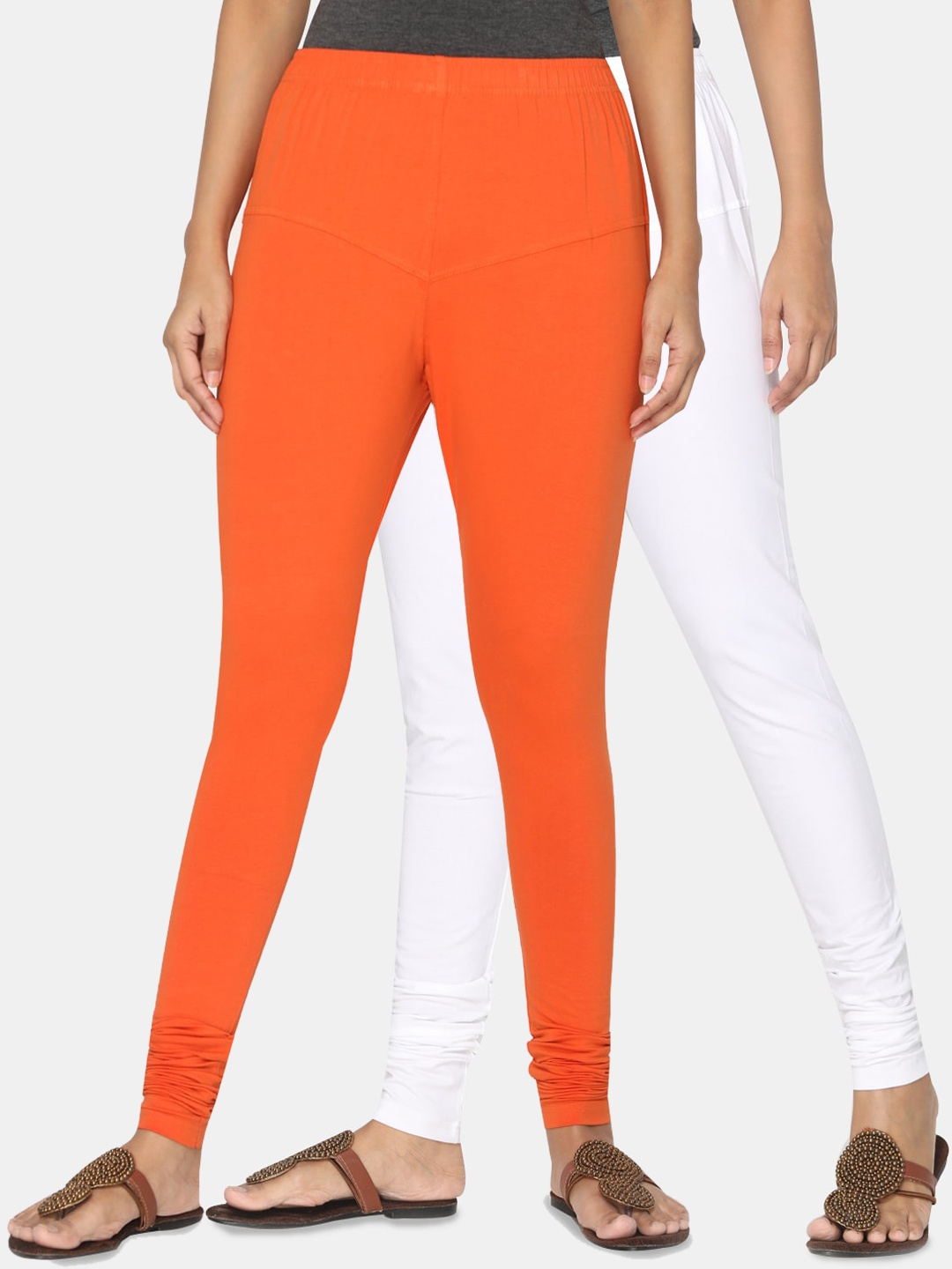 

TSG Bliss Women Pack Of 2 Solid Churidar-Length Leggings, White