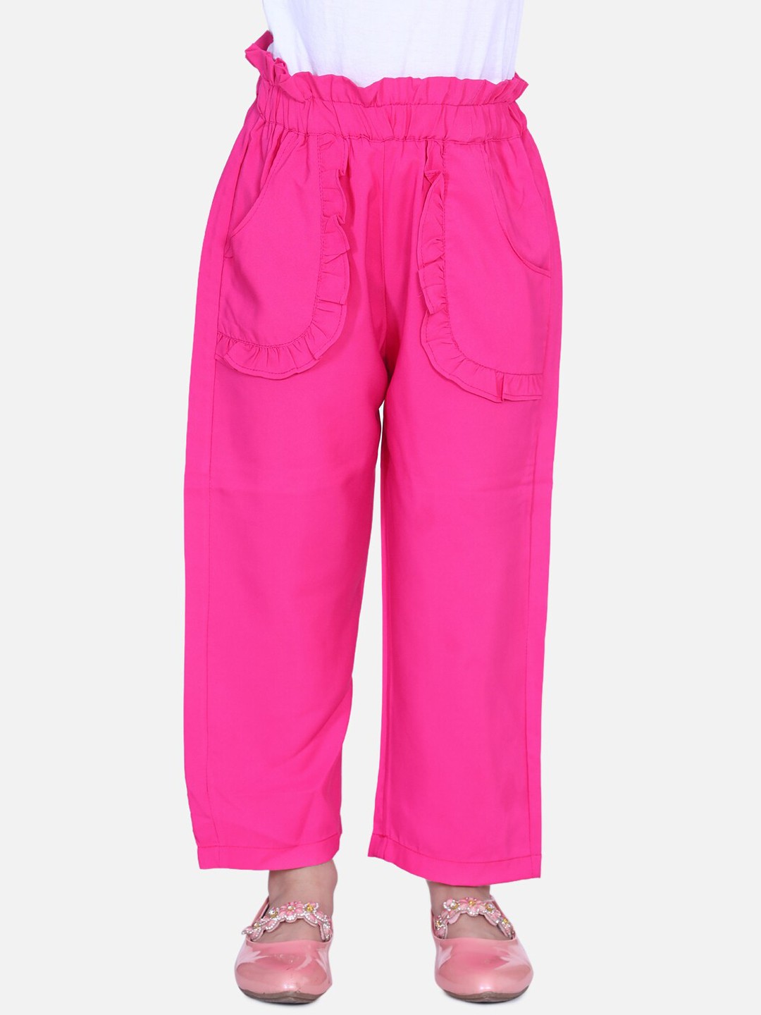 

Cutiekins Girls Pink Hem Design Straight Palazzos