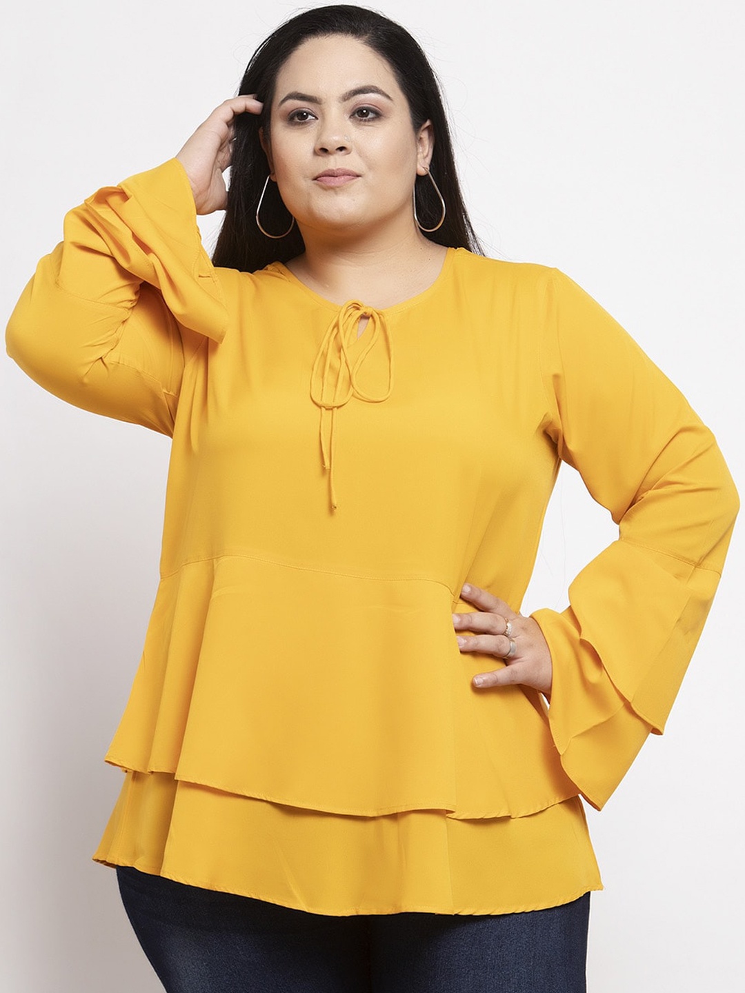 

Flambeur Women Yellow Solid A-Line Top