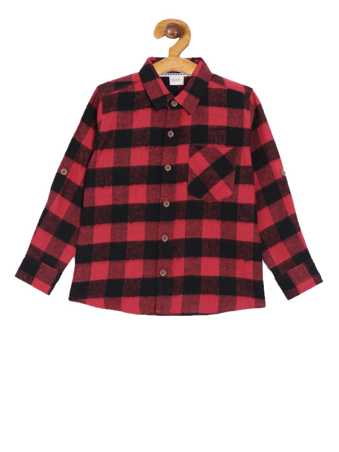 

Aomi Boys Red & BlackRegular Fit Checked Casual Shirt