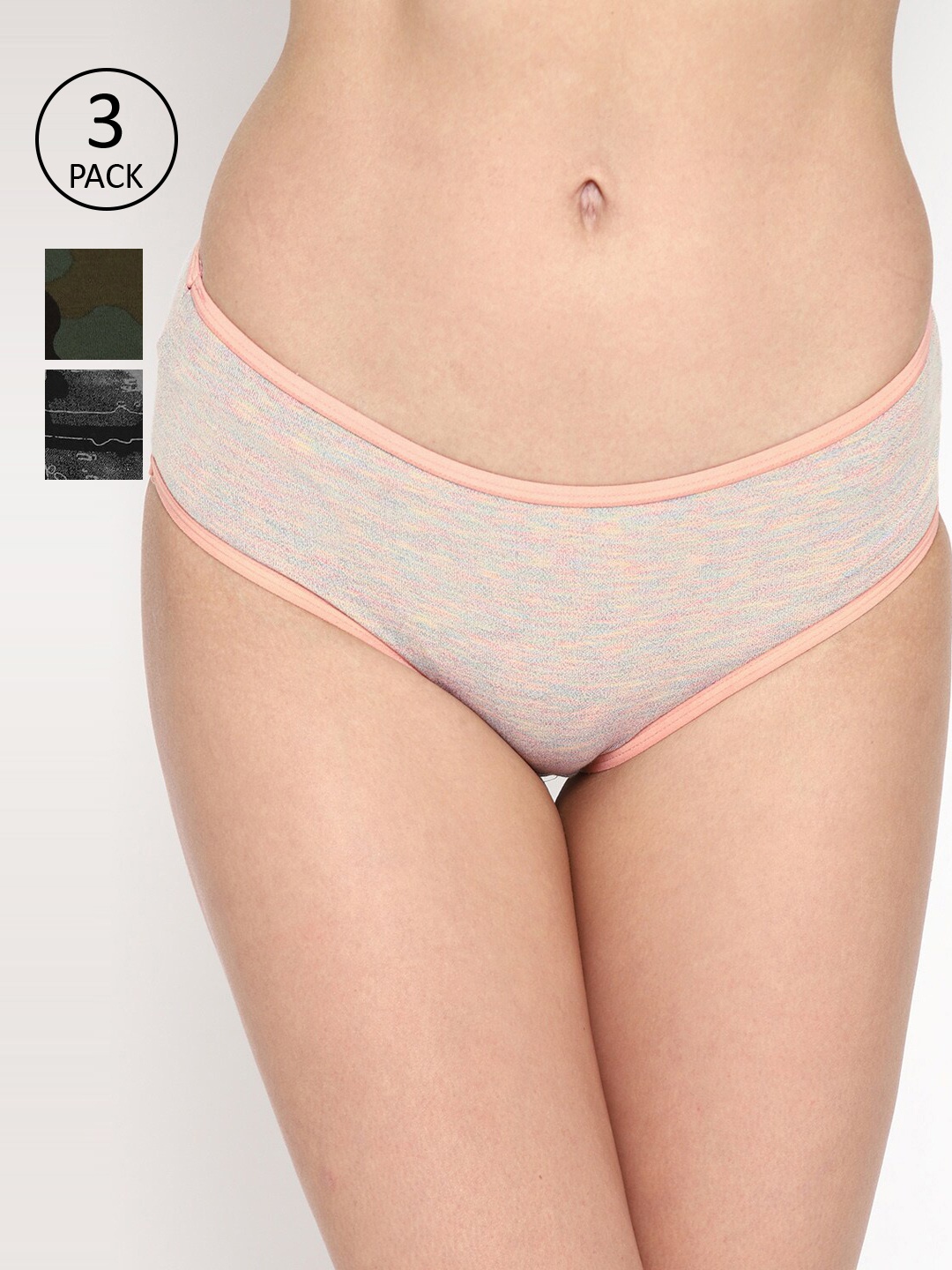 

Skidlers Women Pack of 3 Assorted Printed Hipster Briefs BRIEF-41-GREEN-42-BLACK-46