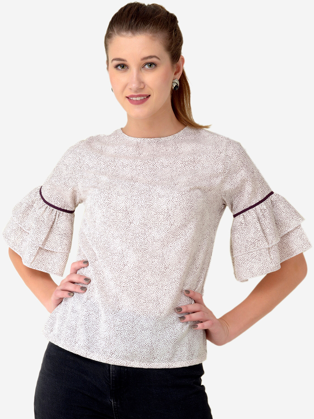 

V&M Women Off-White Printed Top