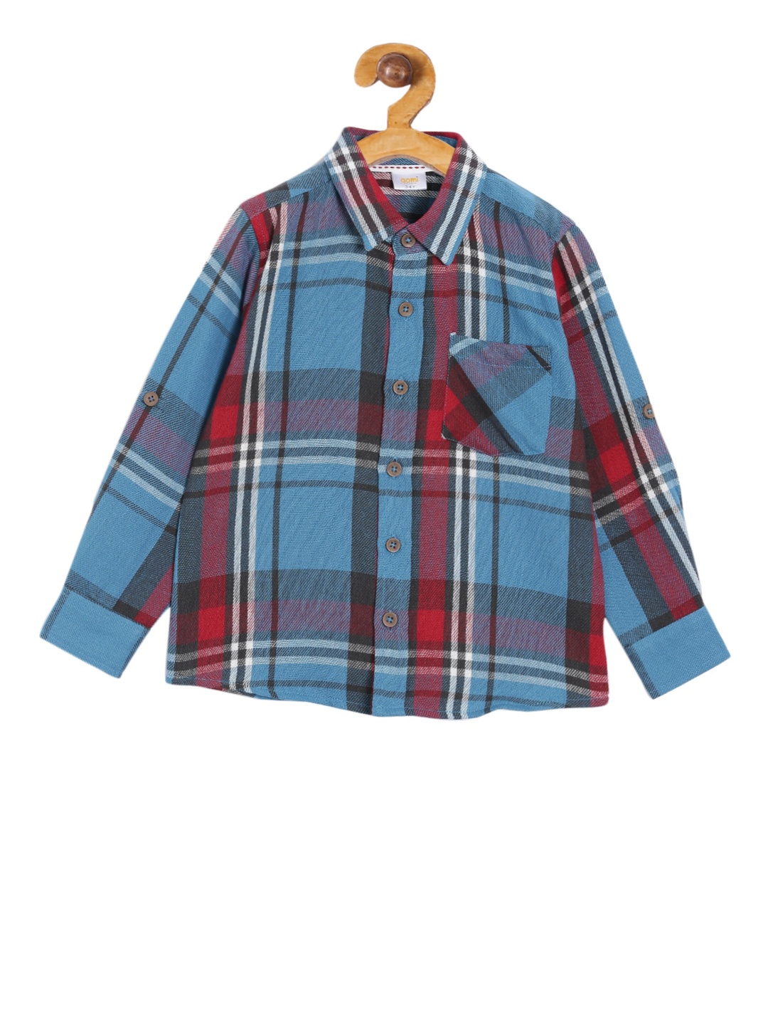 

Aomi Boys Blue & Red Regular Fit Checked Casual Shirt