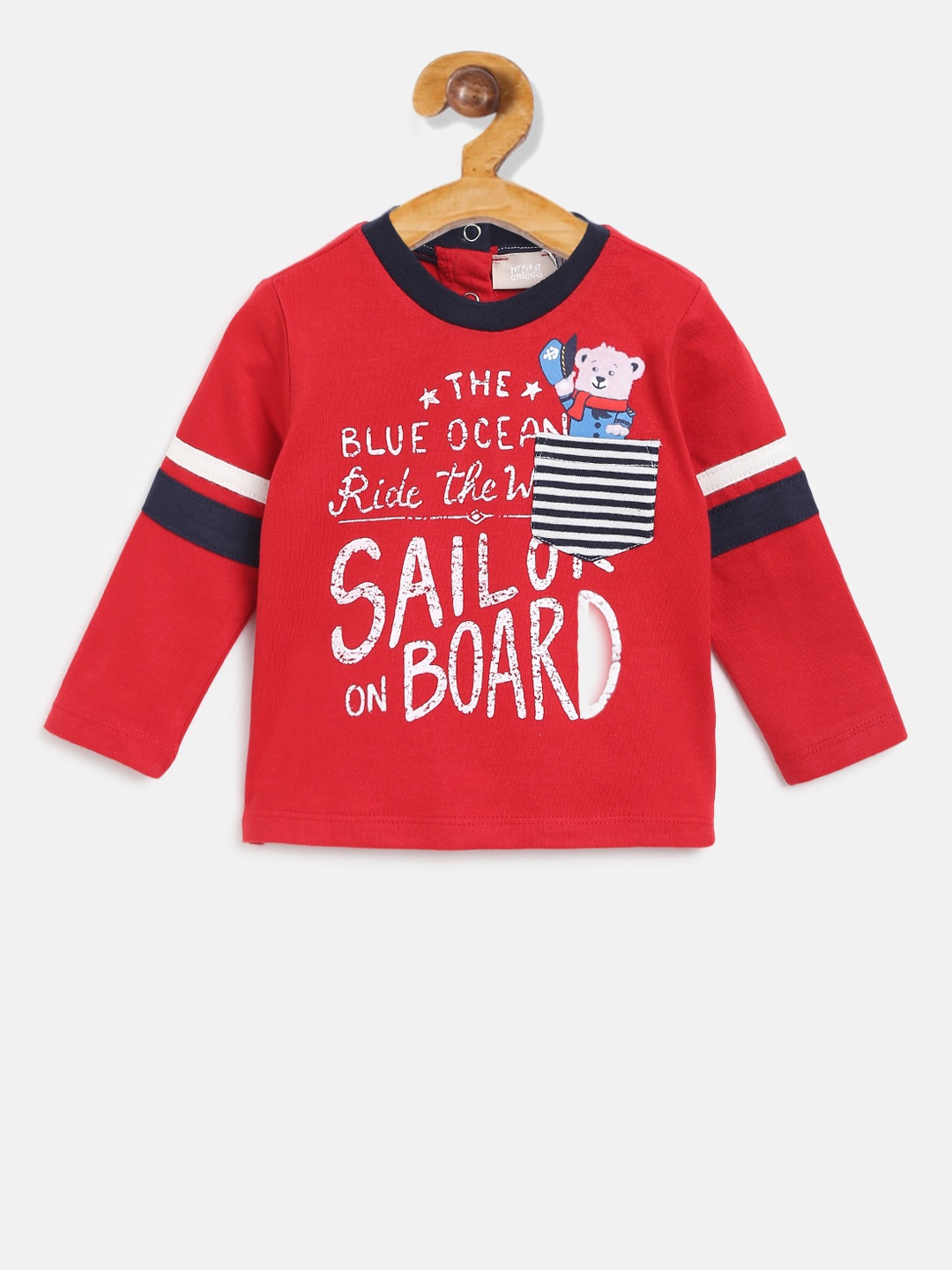 

Chicco Boys Red & White Printed Round Neck T-shirt