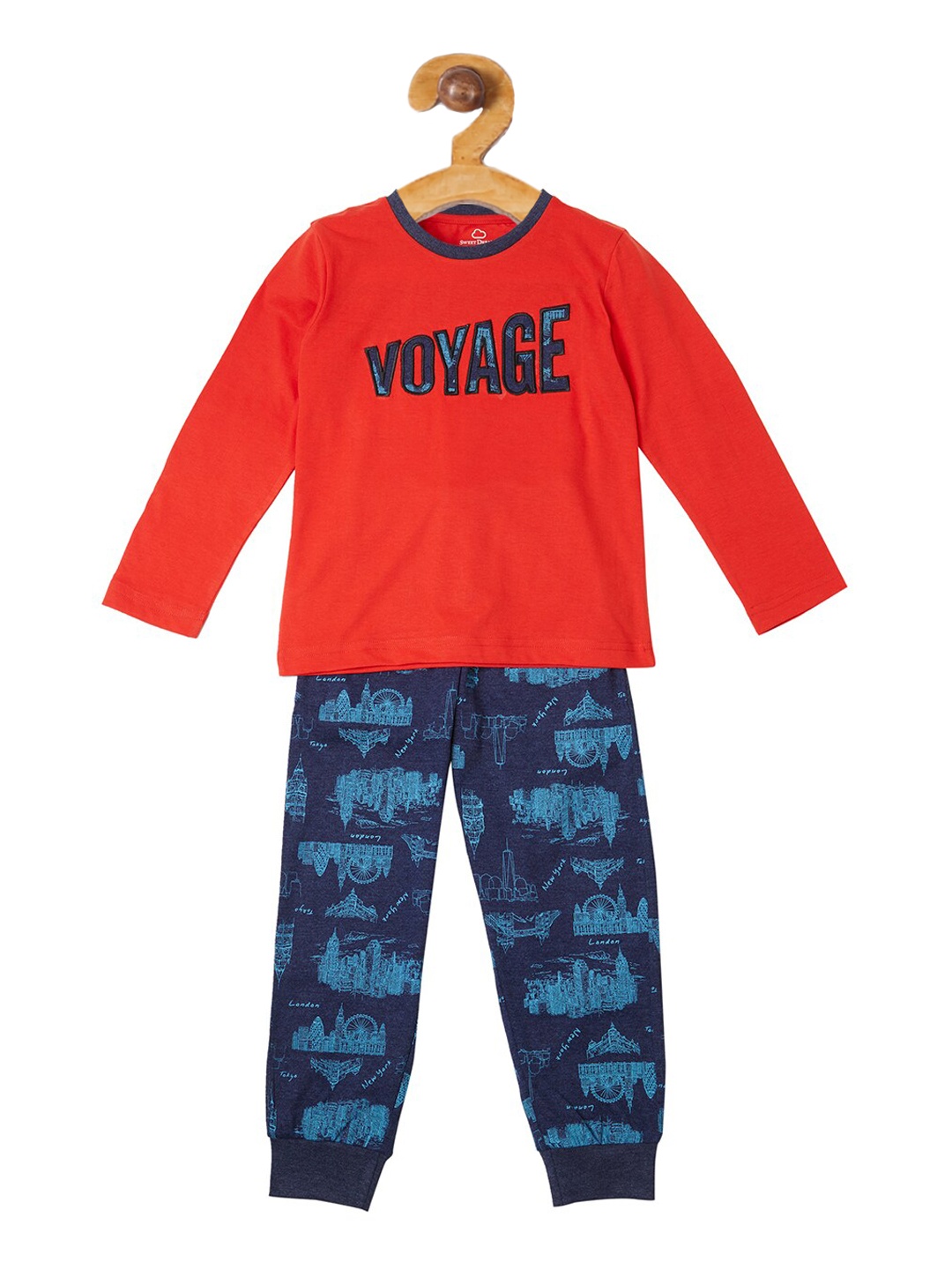

Sweet Dreams Boys Red & Blue Printed Night suit
