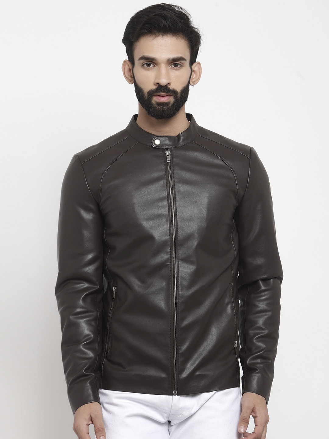 

WELBAWT Men Brown Solid Lightweight Biker Jacket