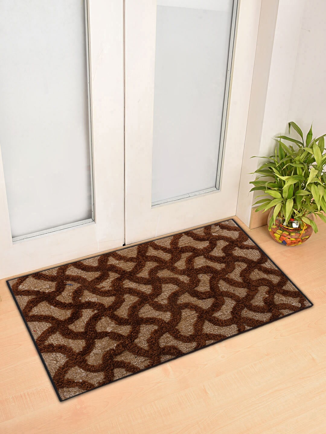 

Kuber Industries Set of 3 Printed Anti-Slip Doormats, Maroon