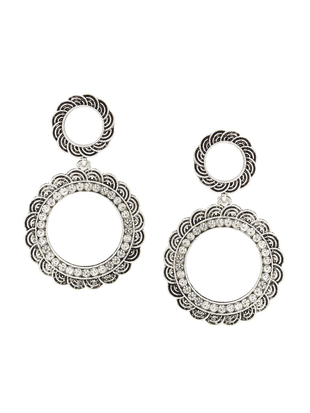 

SATCHEL Silver-Toned Circular Drop Earrings