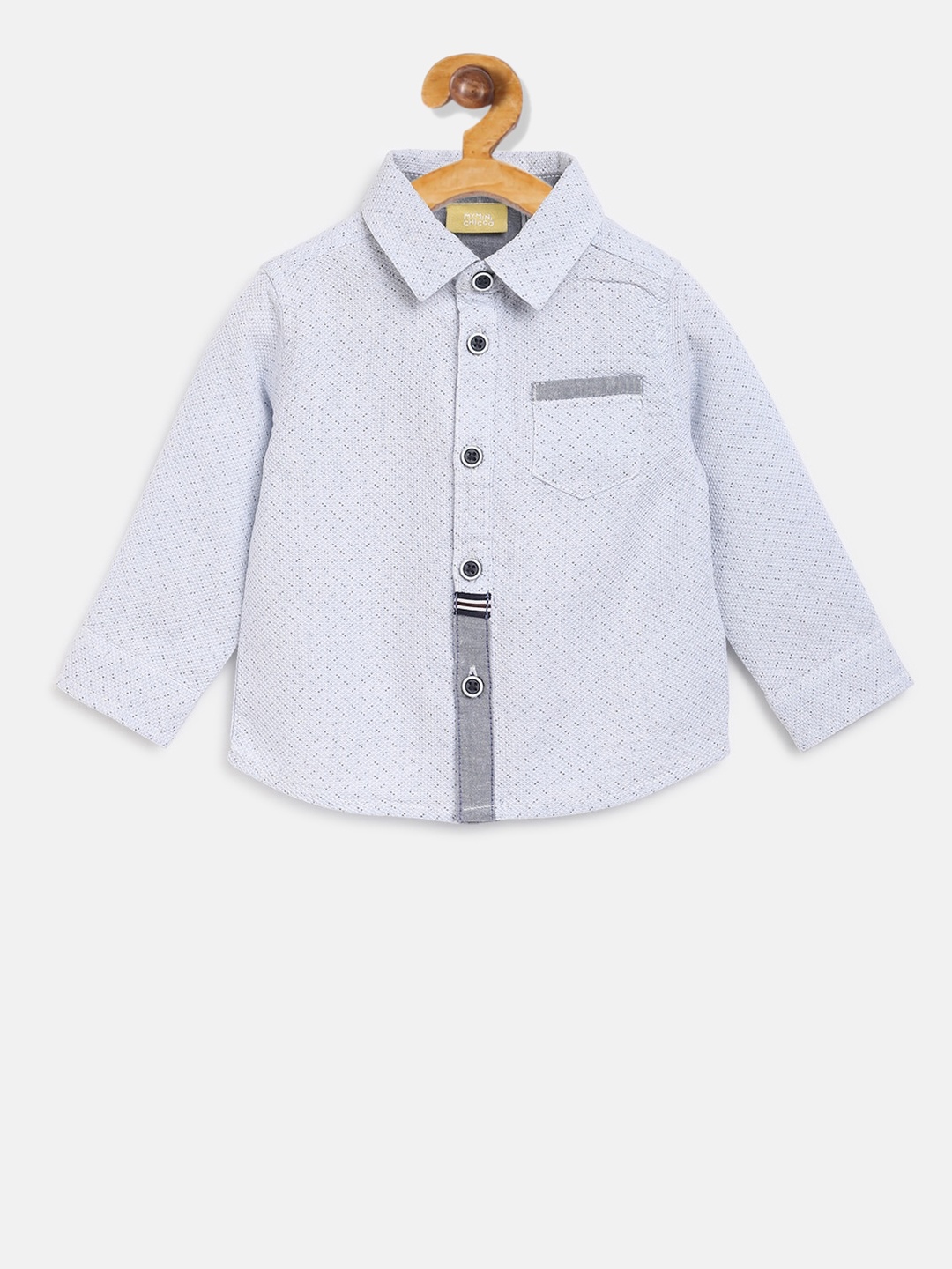 

Chicco Boys Blue & Off-White Regular Fit Printed Casual Shirt
