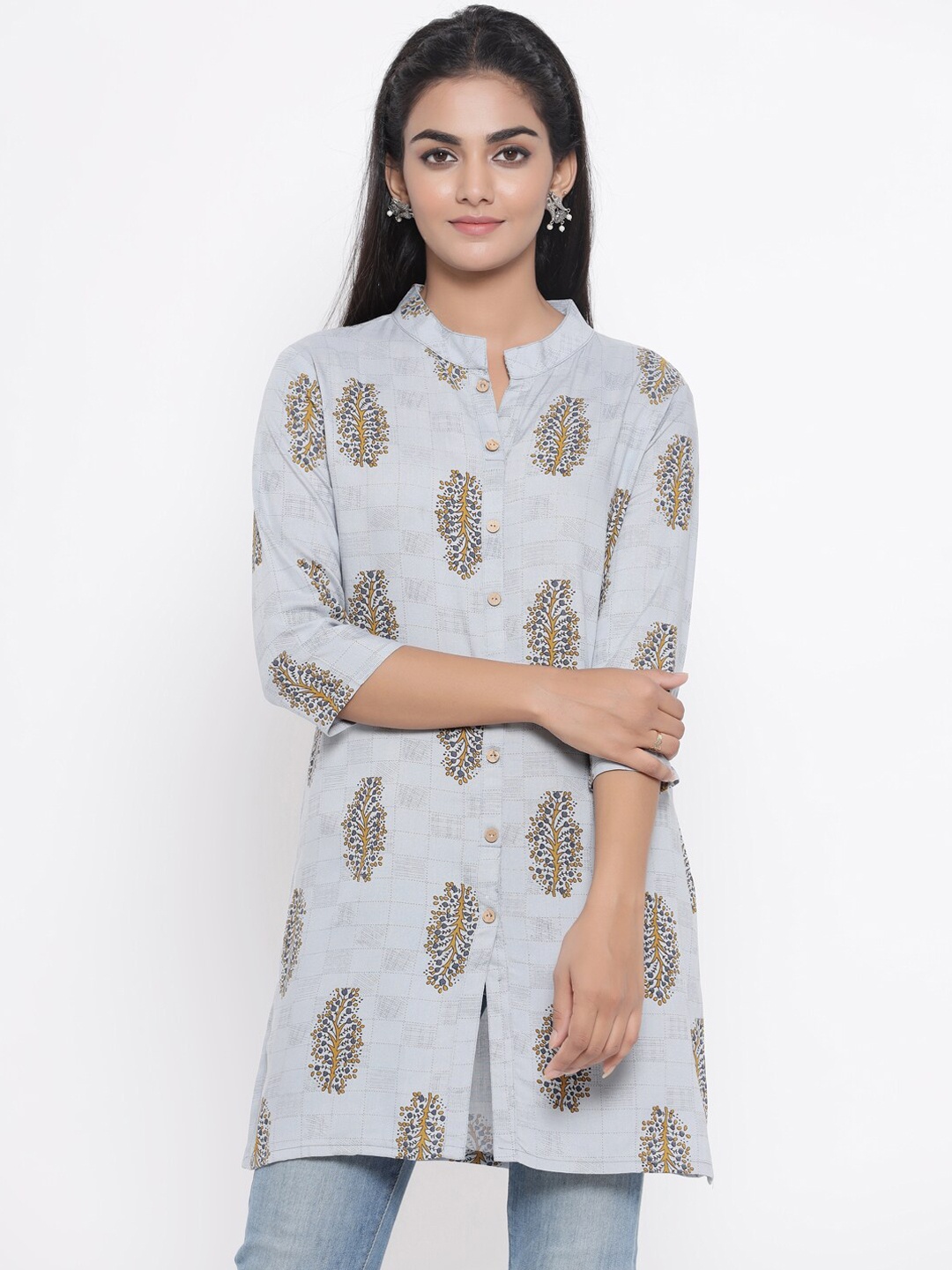 

Fabriko Women Grey Floral Print Kurti