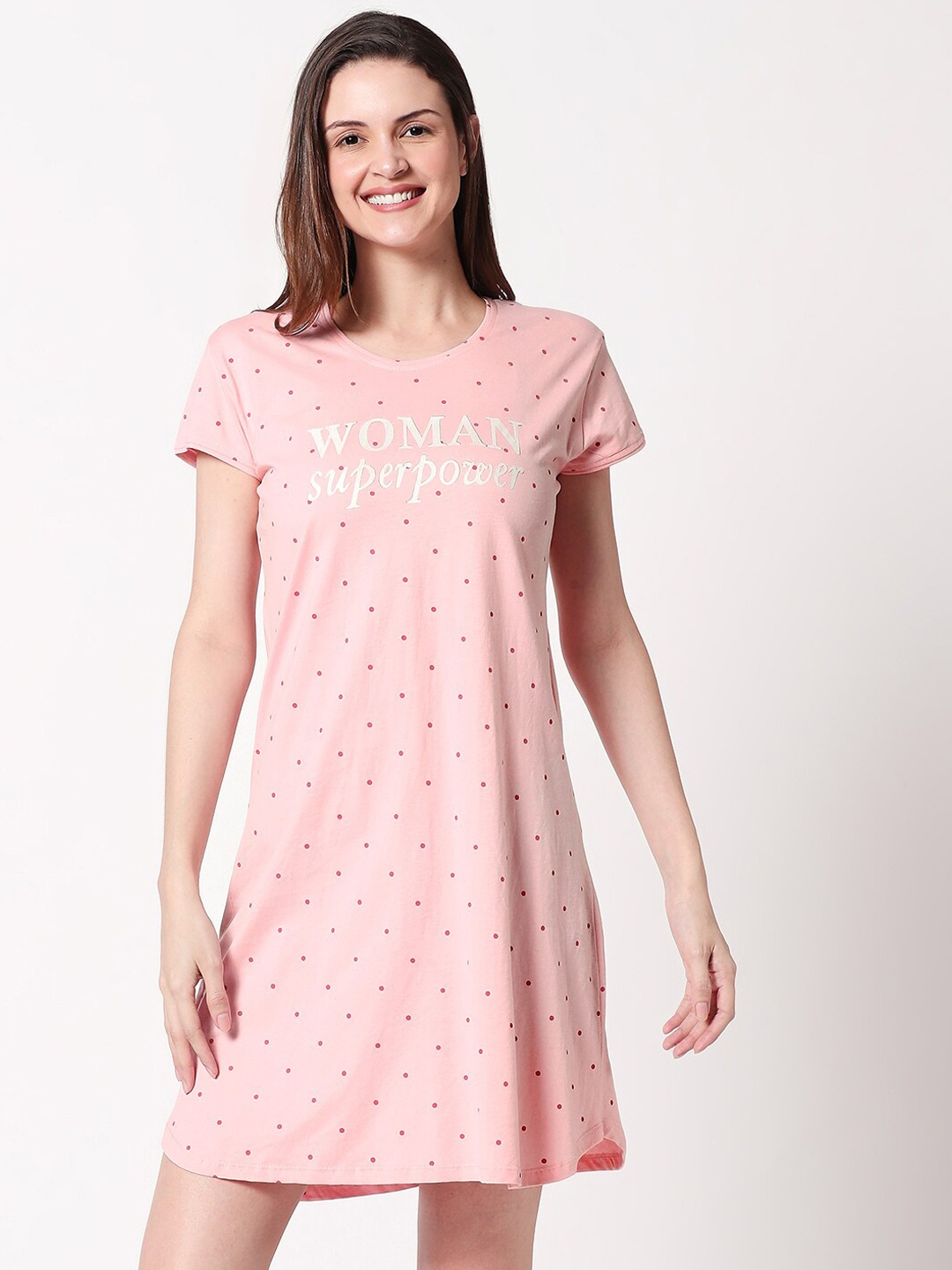 

Zeyo Pink Printed Nightdress
