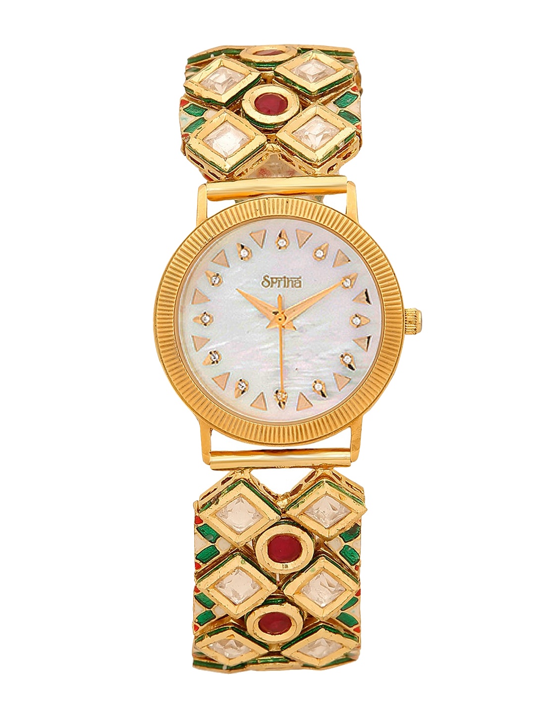 

SPRIHA Handcrafted Timepieces Women White & Gold-Toned Analogue Watch SMTR2