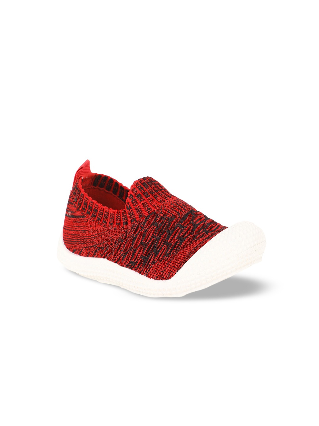 

Bubblegummers Girls Red & Navy Blue Woven Design Slip-On Sneakers