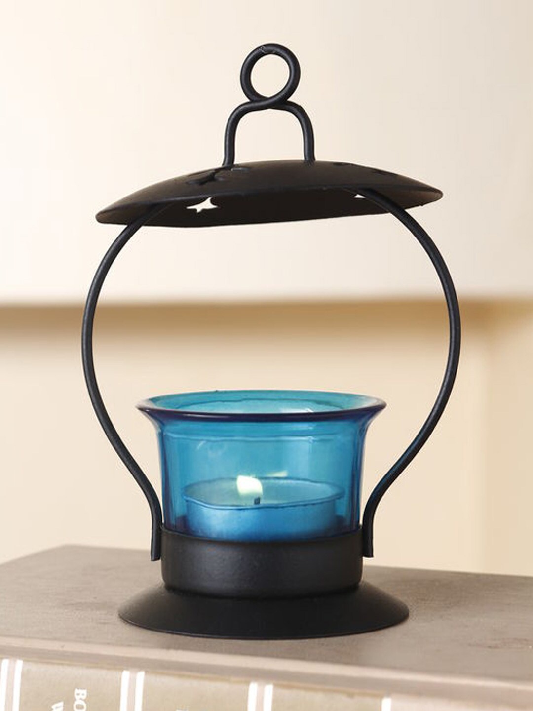 

Heaven Decor Blue & Black Colourblocked Glass Tealight Candle Holder