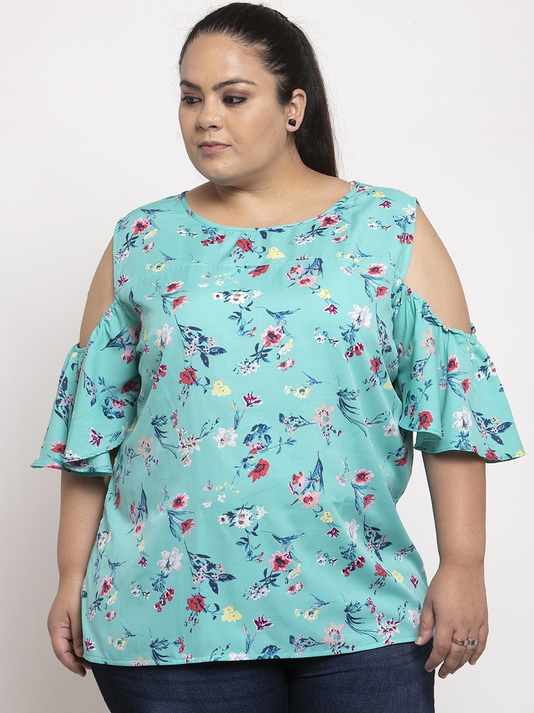 

Flambeur Women Blue Printed Top