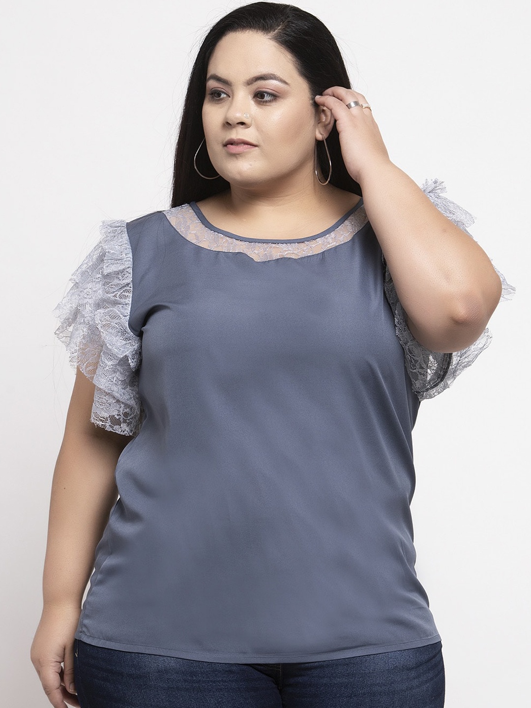 

Flambeur Women Grey Solid A-Line Top