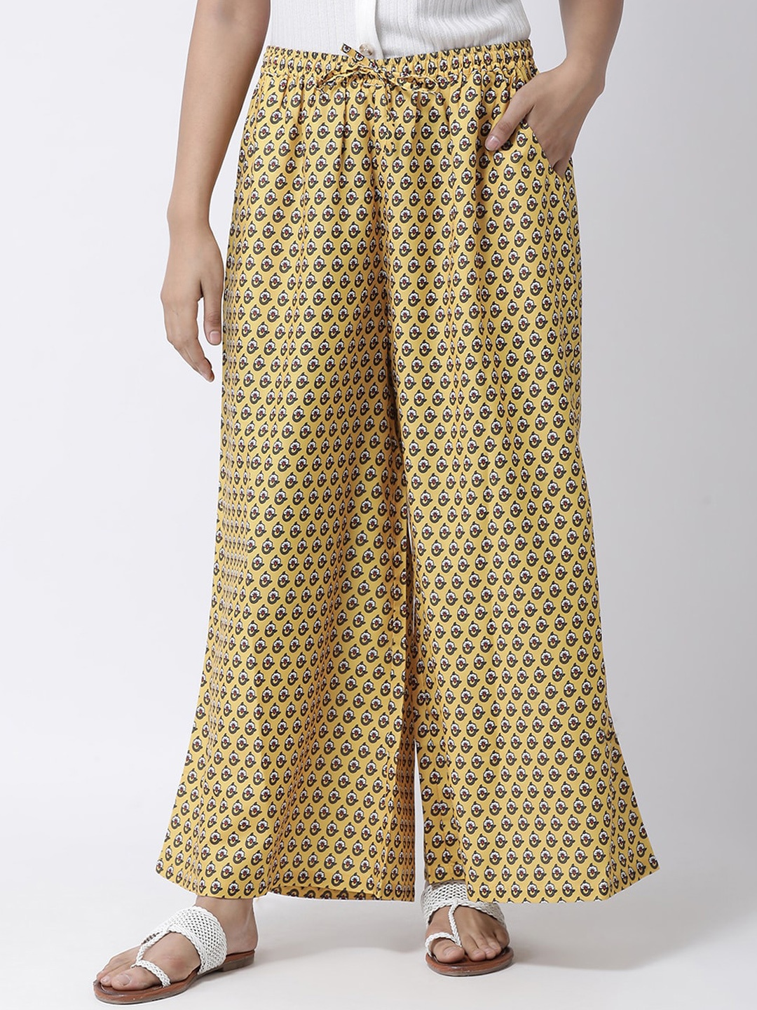 

Hangup Women Yellow Printed Straight Palazzos