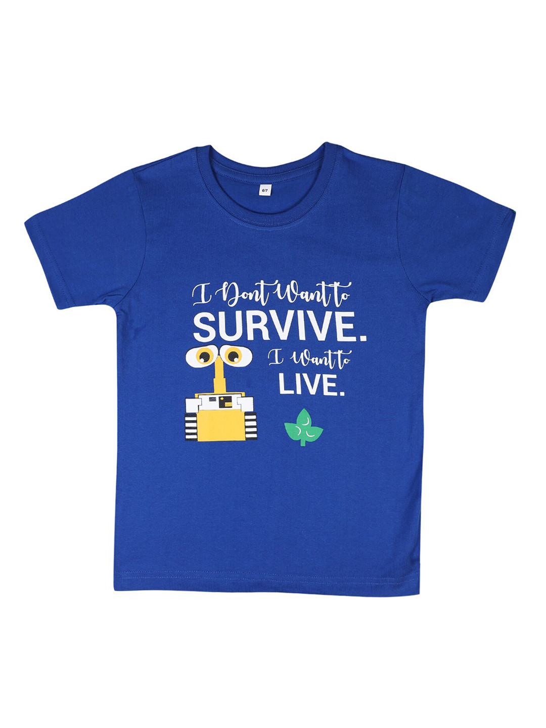 

OBOW Boys Blue Printed Round Neck Cotton Pure Cotton T-shirt