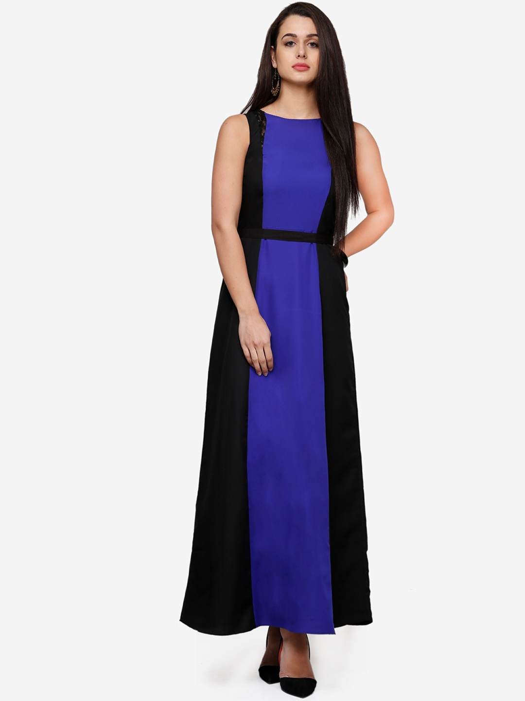 

V&M Women Blue Colourblocked Maxi Dress