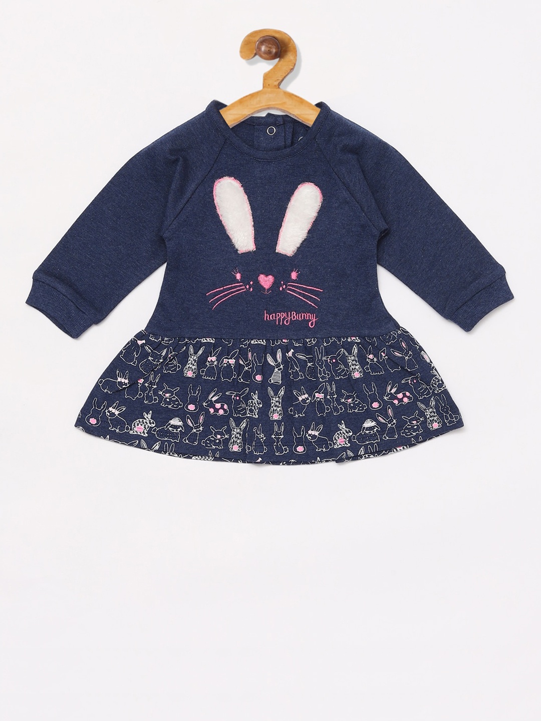

BABY GO Girls Navy Blue Printed Fit and Flare Dress