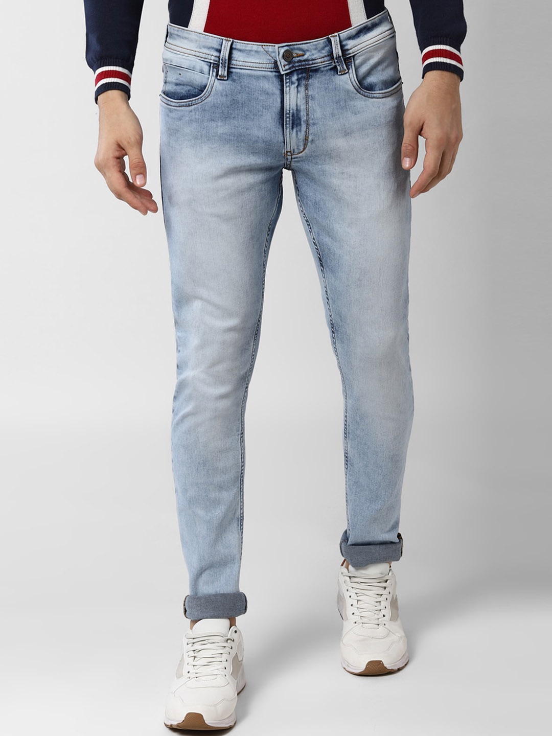 

Peter England Casuals Men Blue Skinny Fit Mid-Rise Clean Look Stretchable Jeans