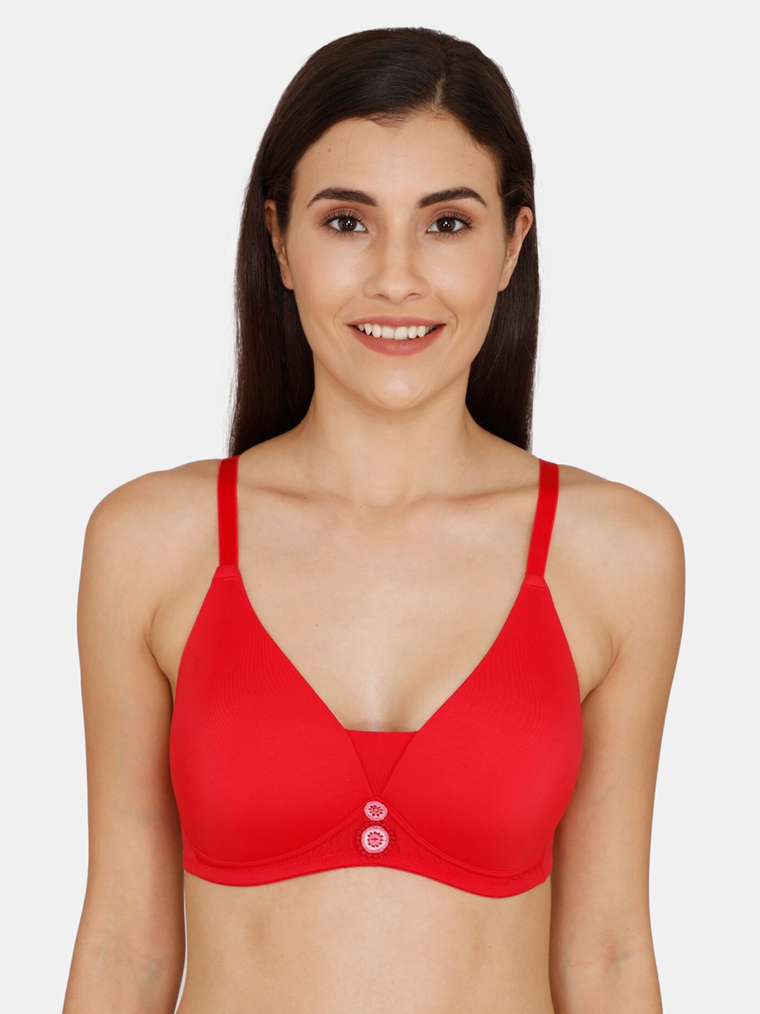 

Zivame Red Solid Non-Wired Lightly Padded T-shirt Bra
