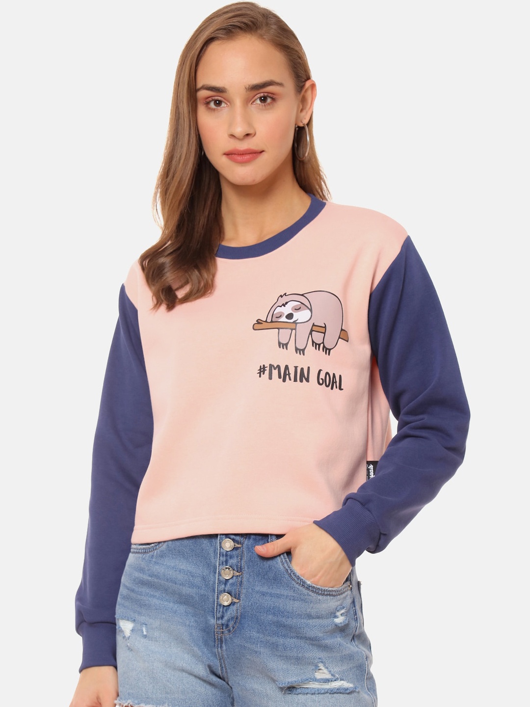 

Campus Sutra Women Pink Printed Sweatshirt