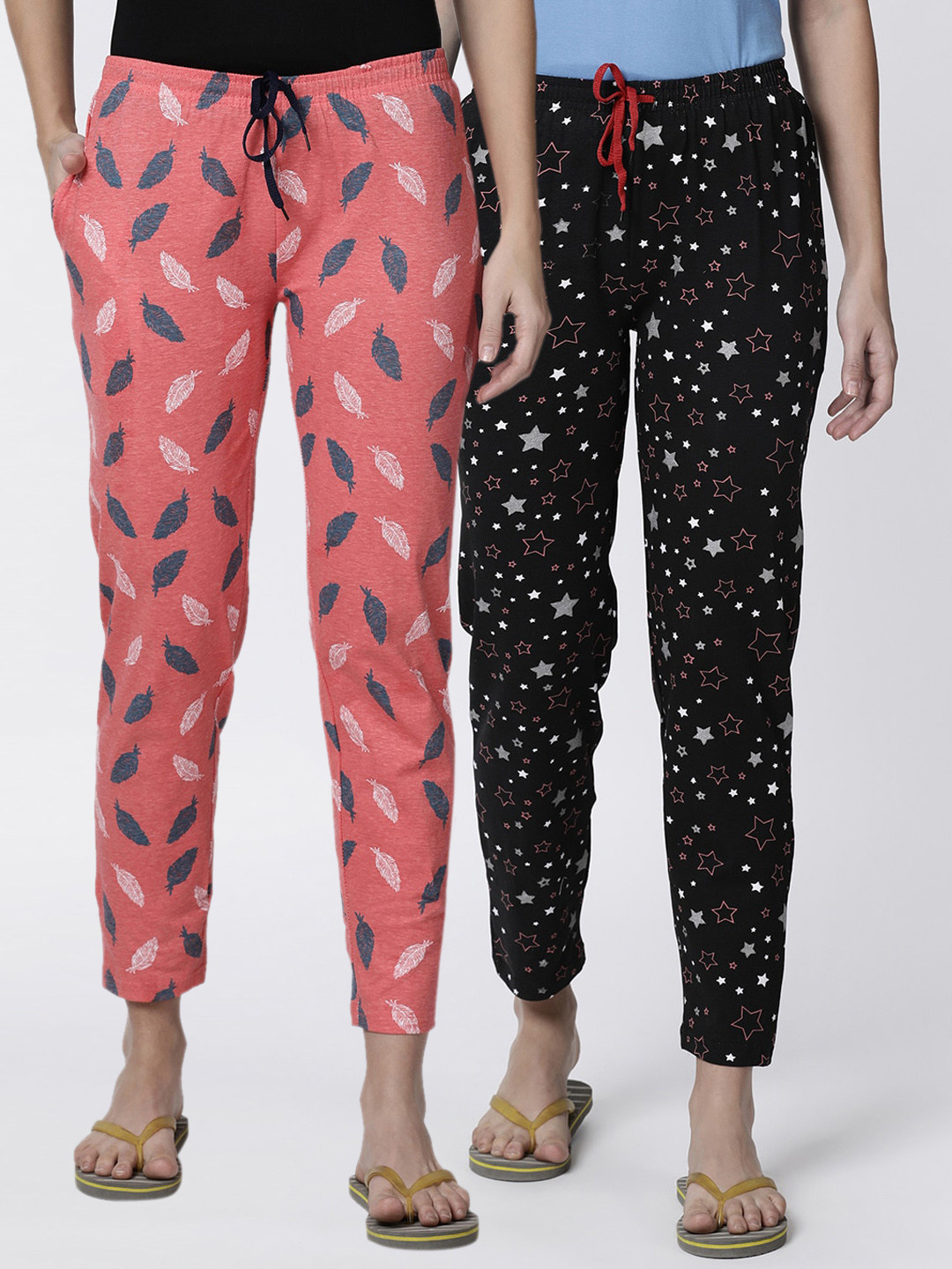 

Kryptic Women Pack Of Printed Cotton Lounge Pants, Orange