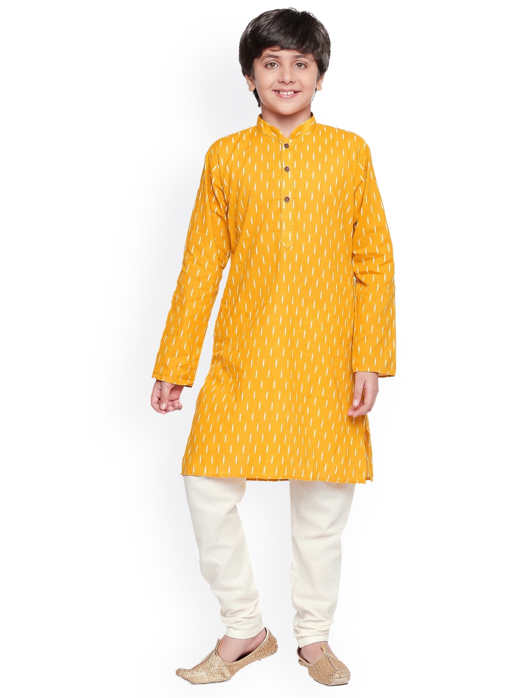 

Jeetethnics Boys Yellow & White Printed Kurta with Pyjamas