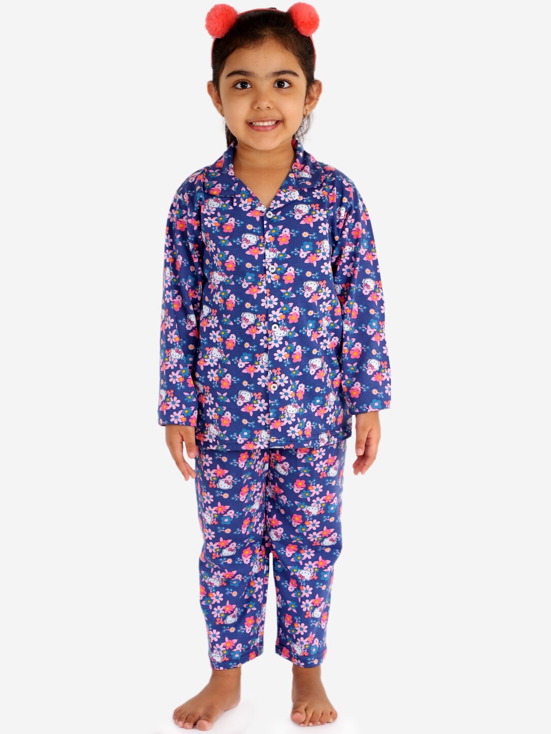 

Chipbeys Girls Blue & Pink Printed Night suit