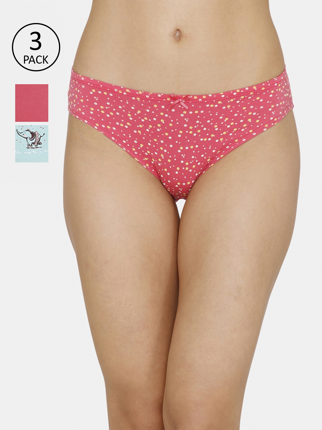 

Zivame Women Pack of 3 Assorted Bikini Briefs ZI2414CORETGREN