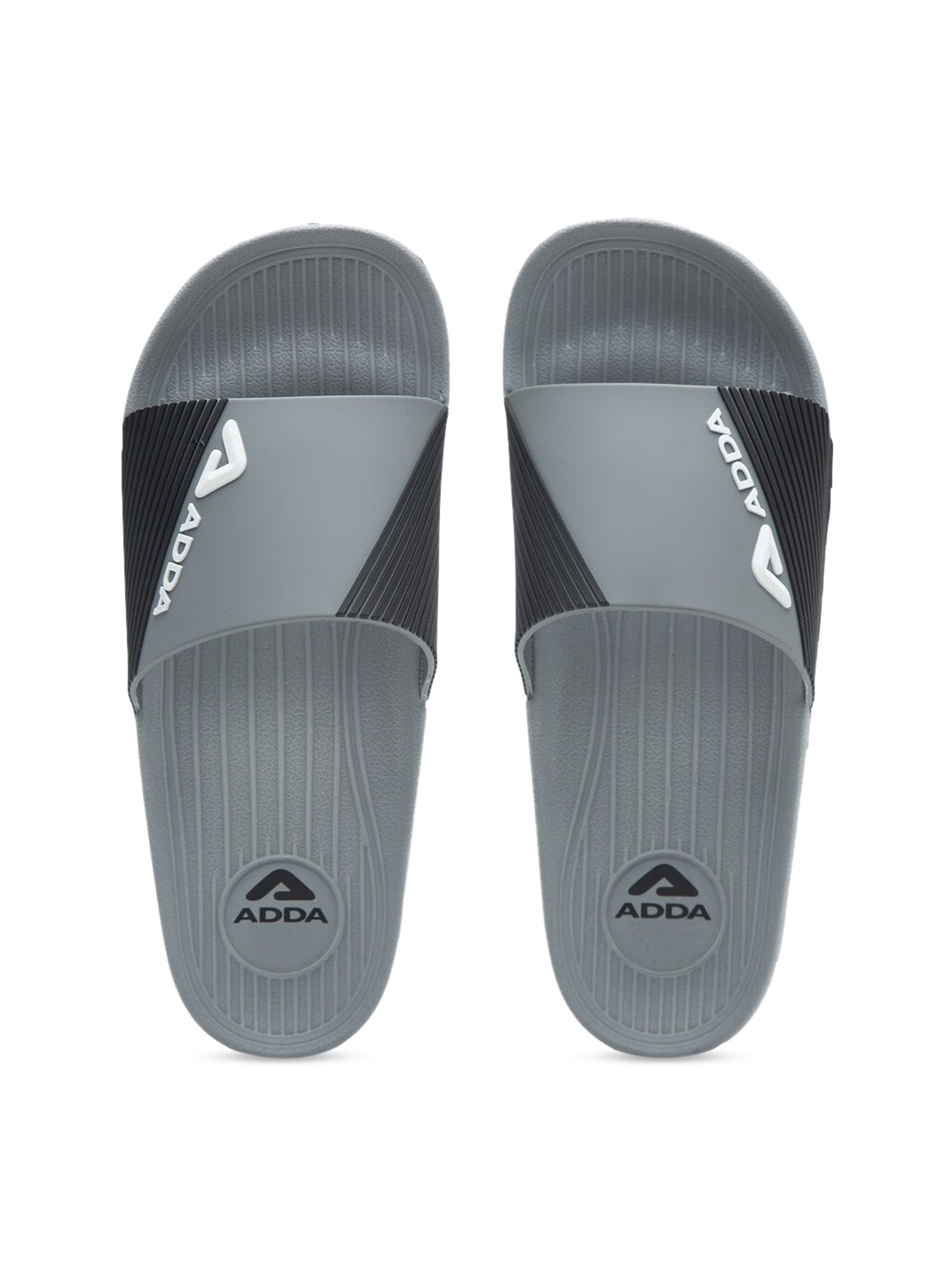 

Adda Men Grey & Black Colourblocked Sliders