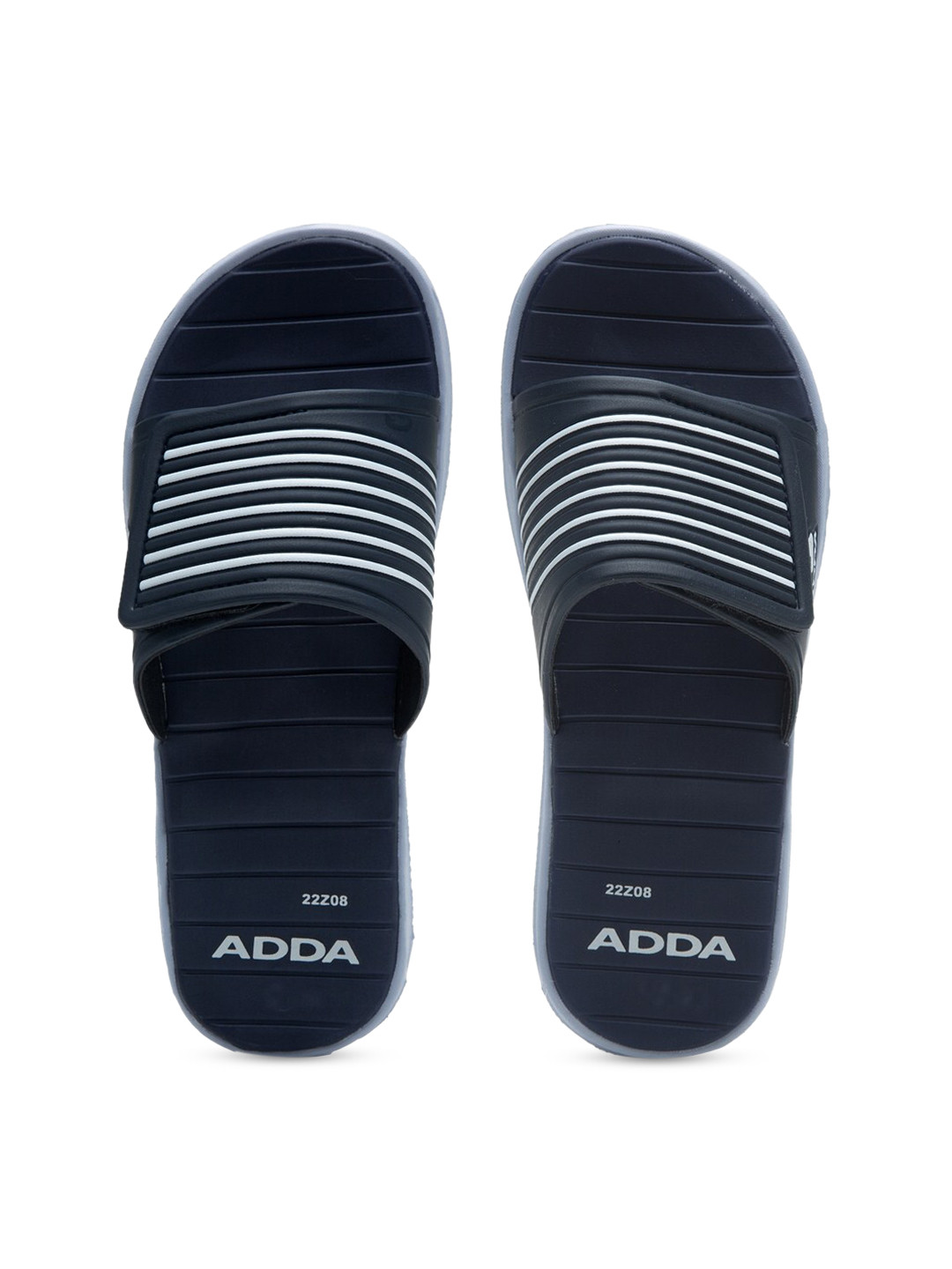 

Adda Men Navy Blue & White Striped Sliders