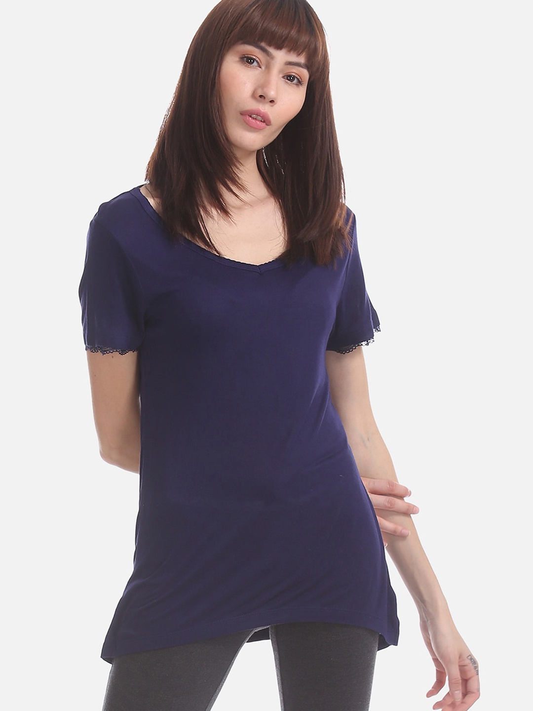 

Sugr Women Navy Blue Solid Top
