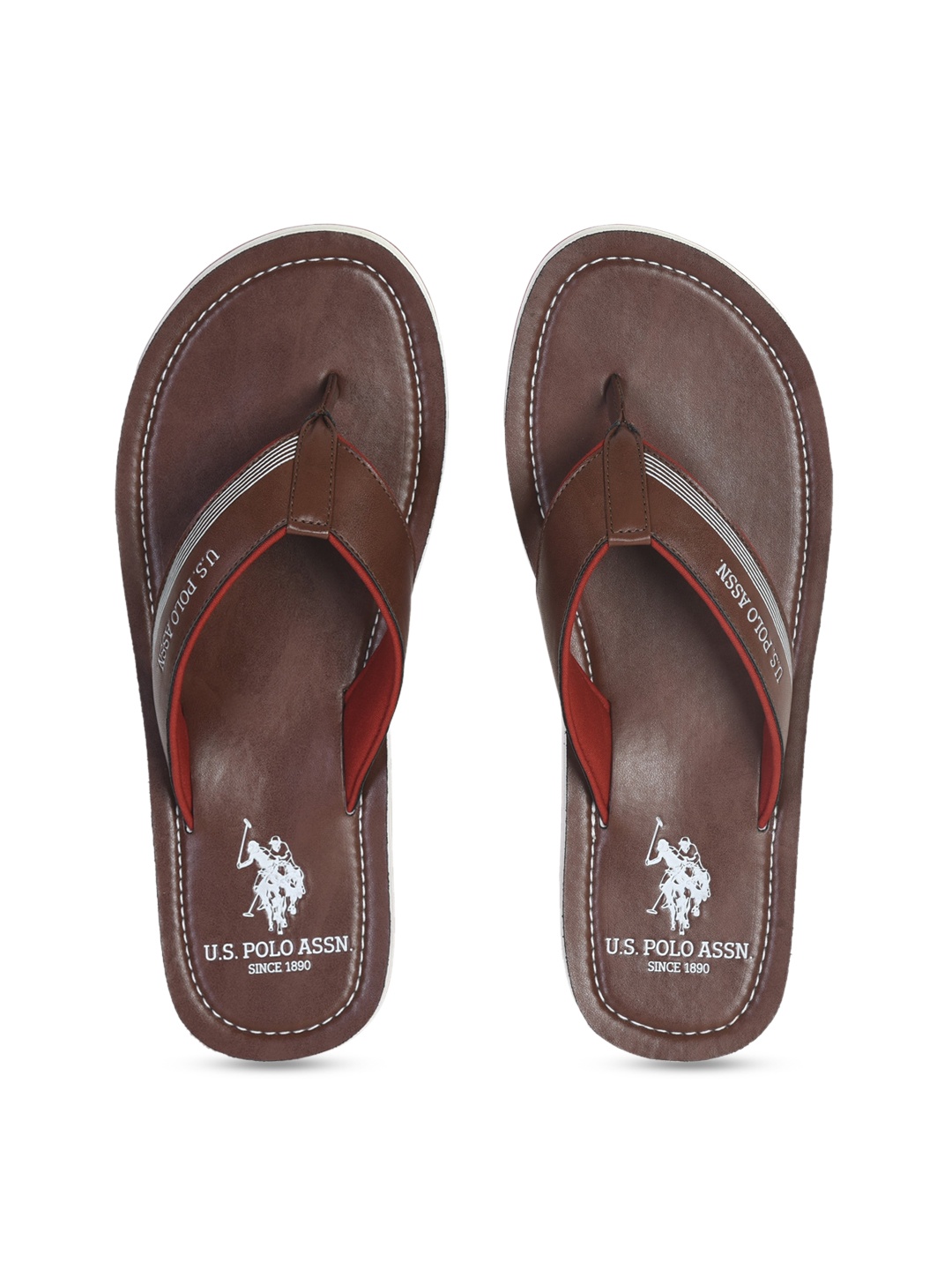 

U.S. Polo Assn. Men Brown Solid Thong Flip-Flops