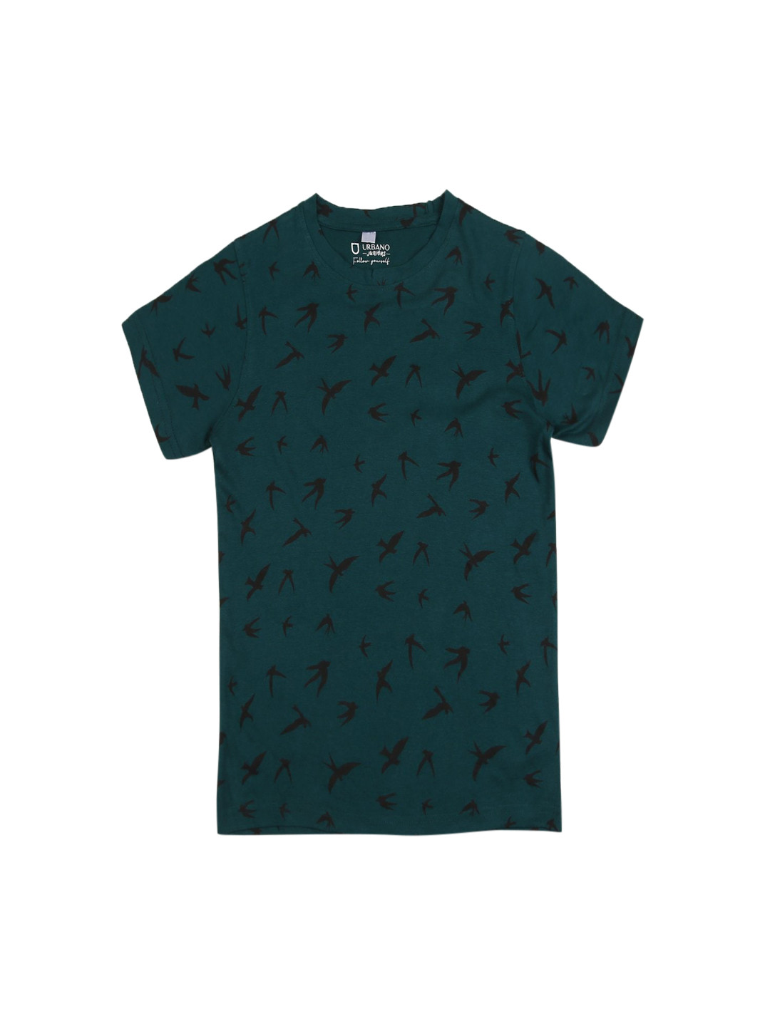 

Urbano Juniors Boys Green Black Printed Polo Collar Pure Cotton T-shirt