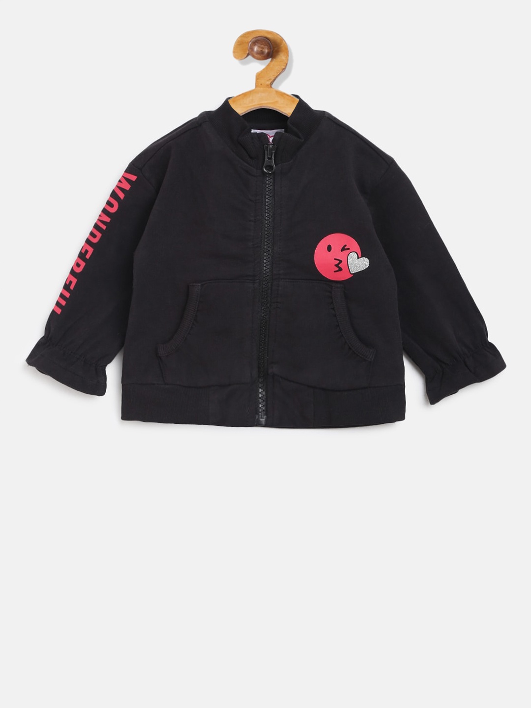 

Chicco Girls Black Solid Front-Open Sweater