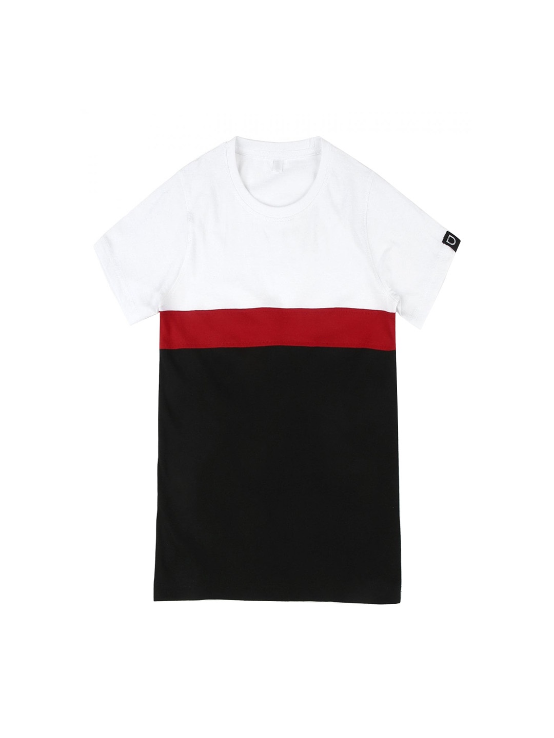 

Urbano Juniors Boys White Black Colourblocked Round Neck Pure Cotton T-shirt