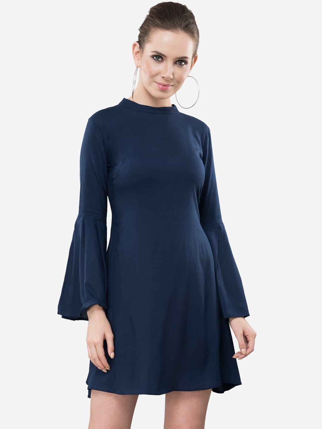 

V&M Women Teal Blue Solid Fit and Flare Dress