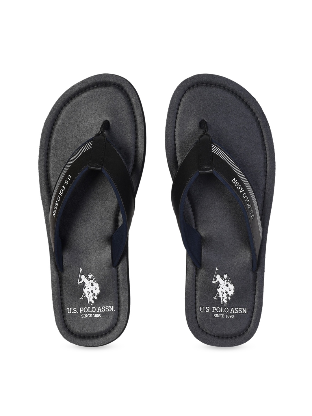 

U.S. Polo Assn. Men Black Solid Thong Flip-Flops