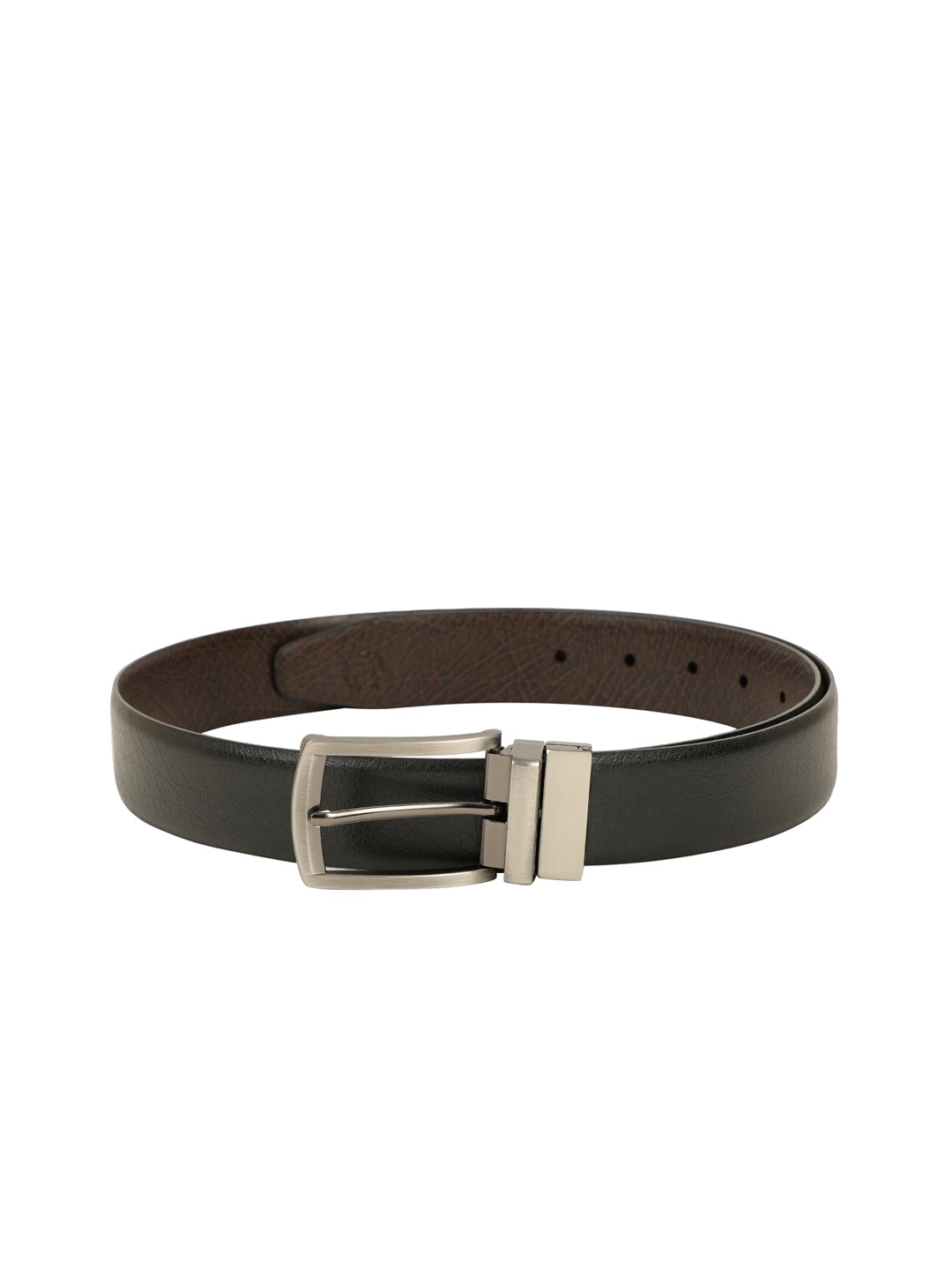 

ZEVORA Men Black & Brown Textured Reversible Belt