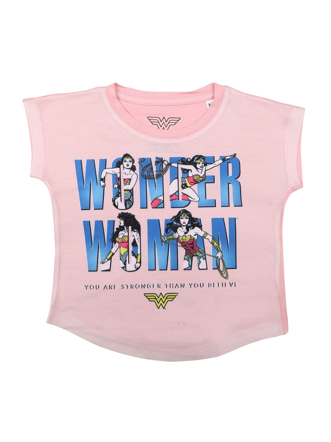 Wonder Woman Girls Pink Printed Top