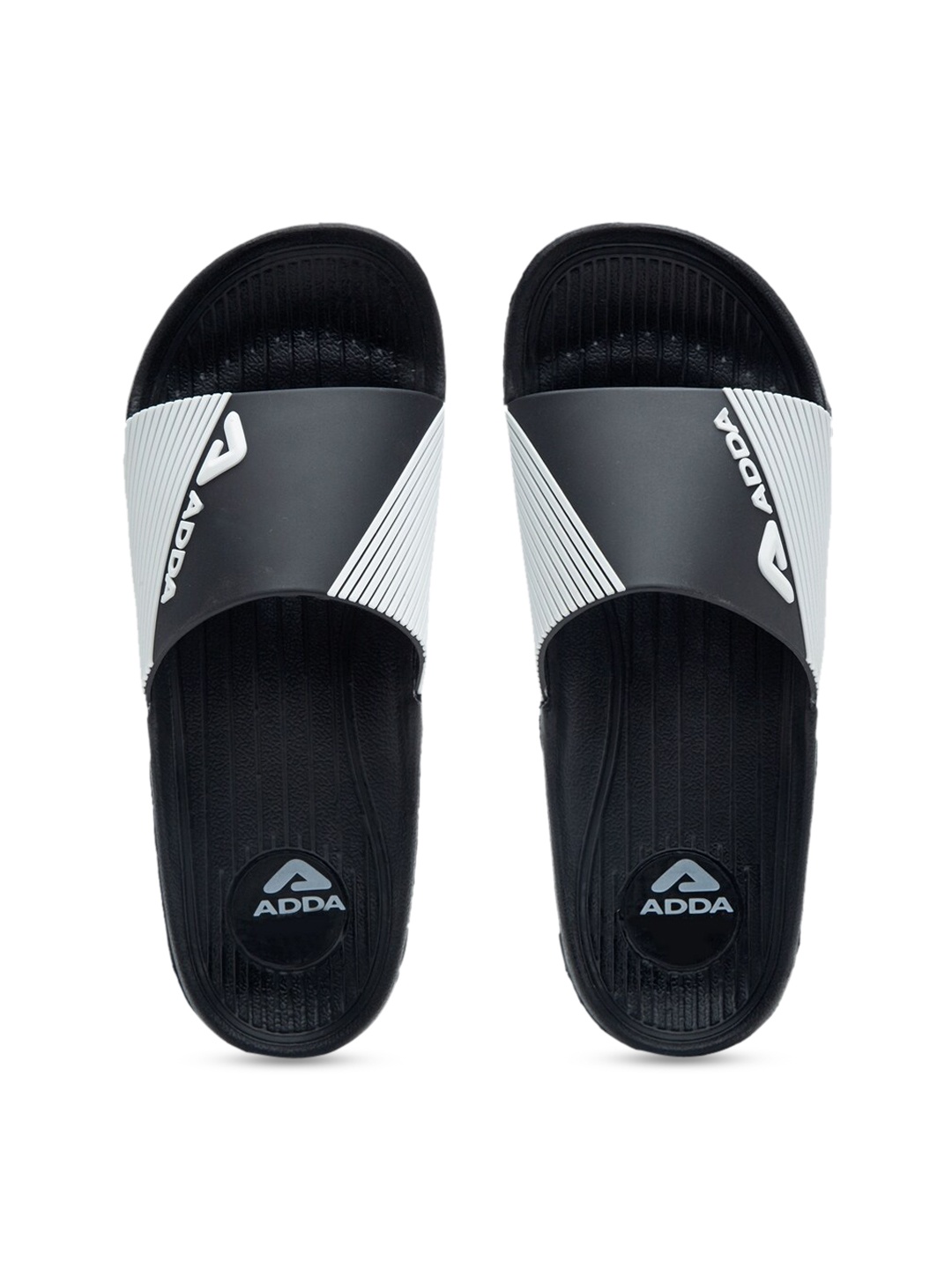 

Adda Men Black & White Colourblocked Sliders