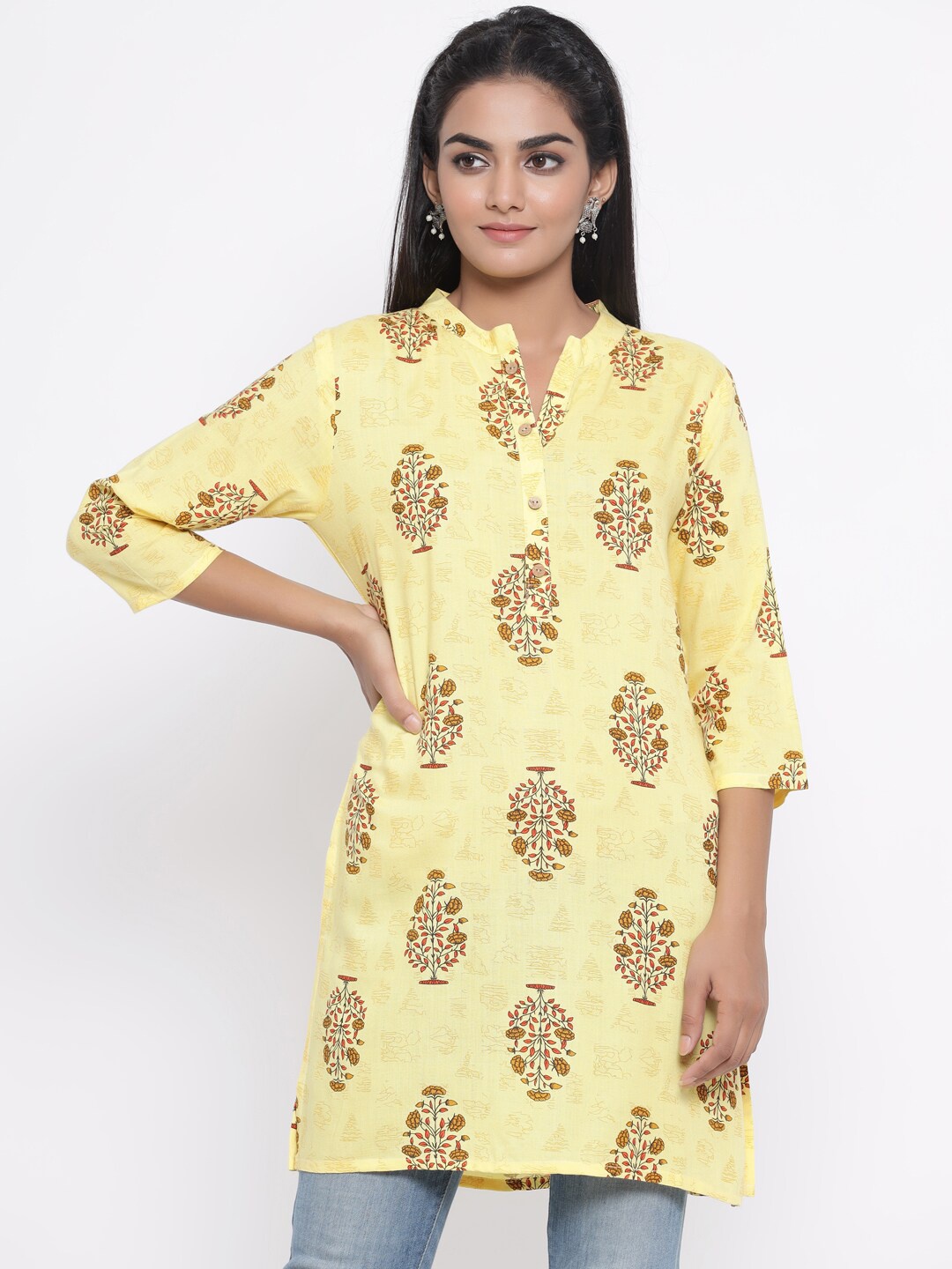 

Fabriko Women Yellow Printed Kurti