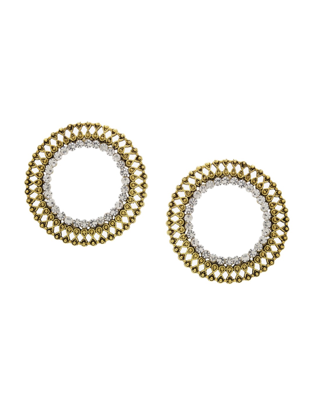 

SATCHEL Gold-Toned & White Circular Drop Earrings