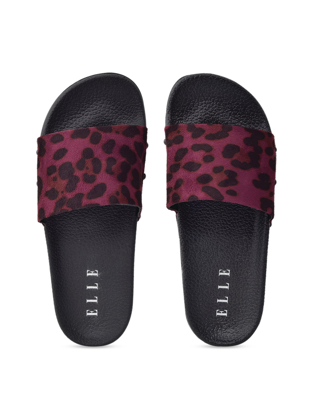 

ELLE Women Maroon & Black Printed Sliders